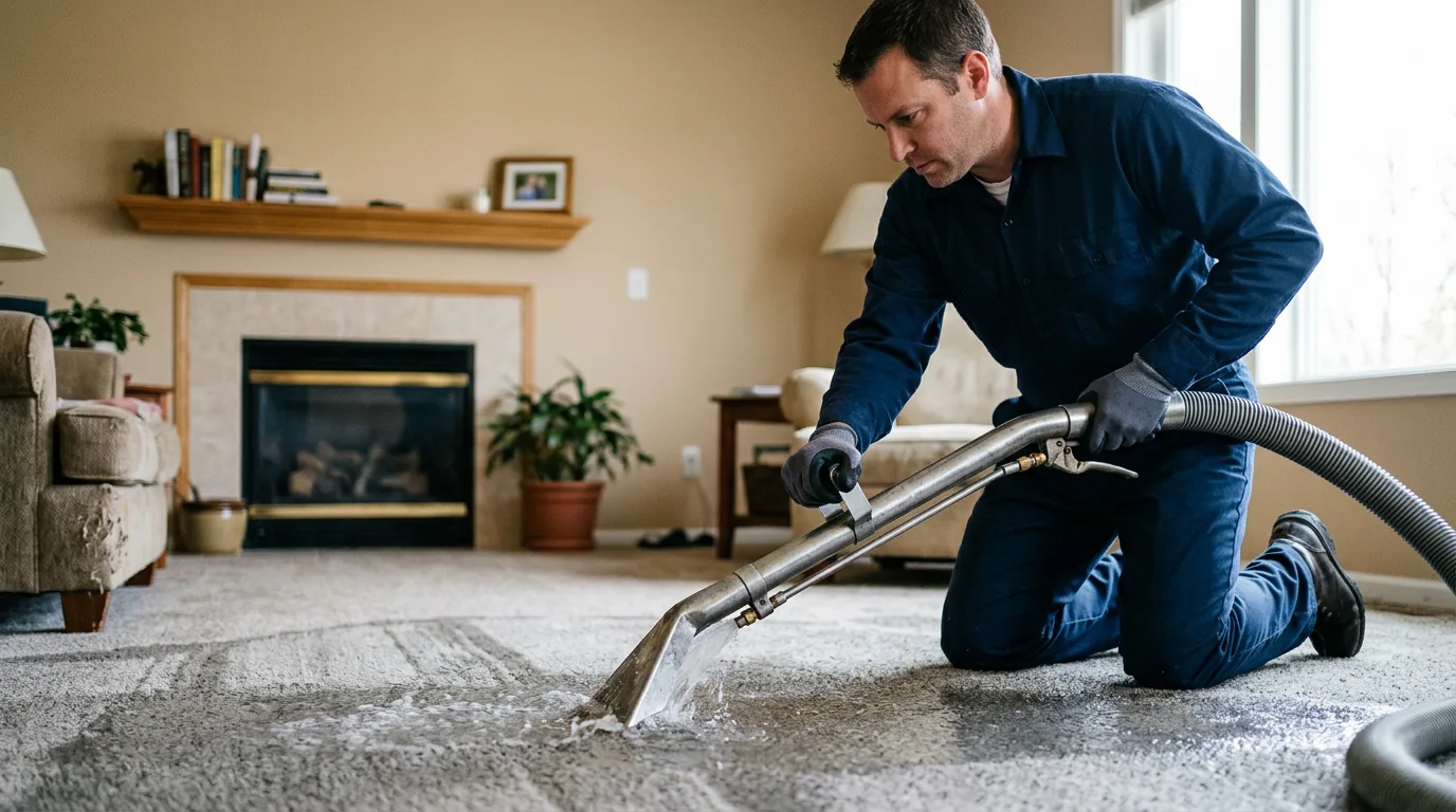 Water damage restoration technician working near Rushville, OH